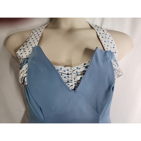 Vintage KERRY BROOKE Sea Stars Sears Roebuck Blue Halter Dress Bathing Suit 50's - Picture 2 of 16
